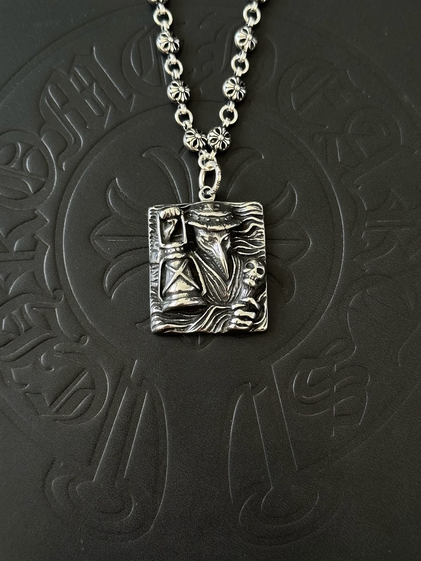 Chrome Hearts Silver Skeleton Lamp Pendant Necklace